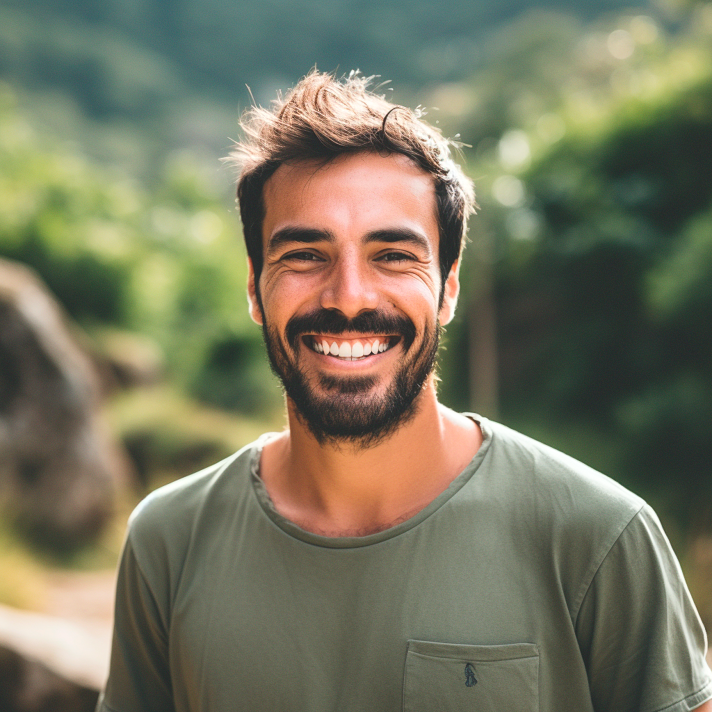 persona feliz y equilibrada sonriendo feliz y equilibrado